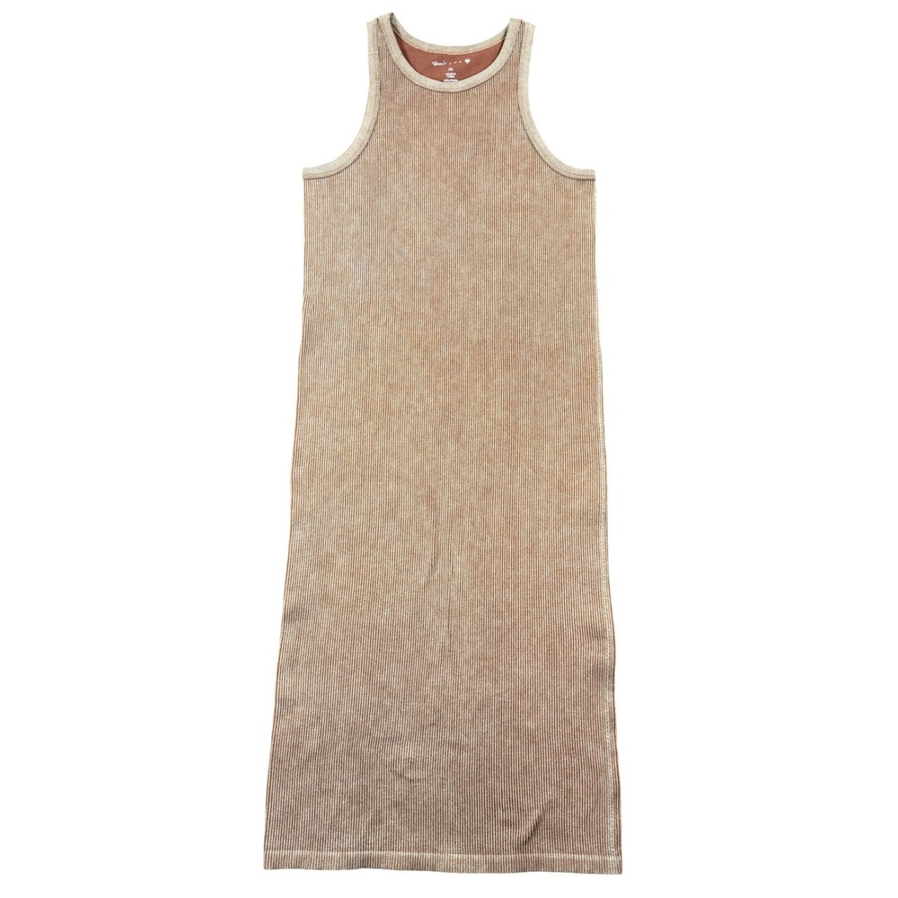Crave Fame Womens XL Brown Mineral Wash Ribbed Midi Tank Dress DE723VU79MC